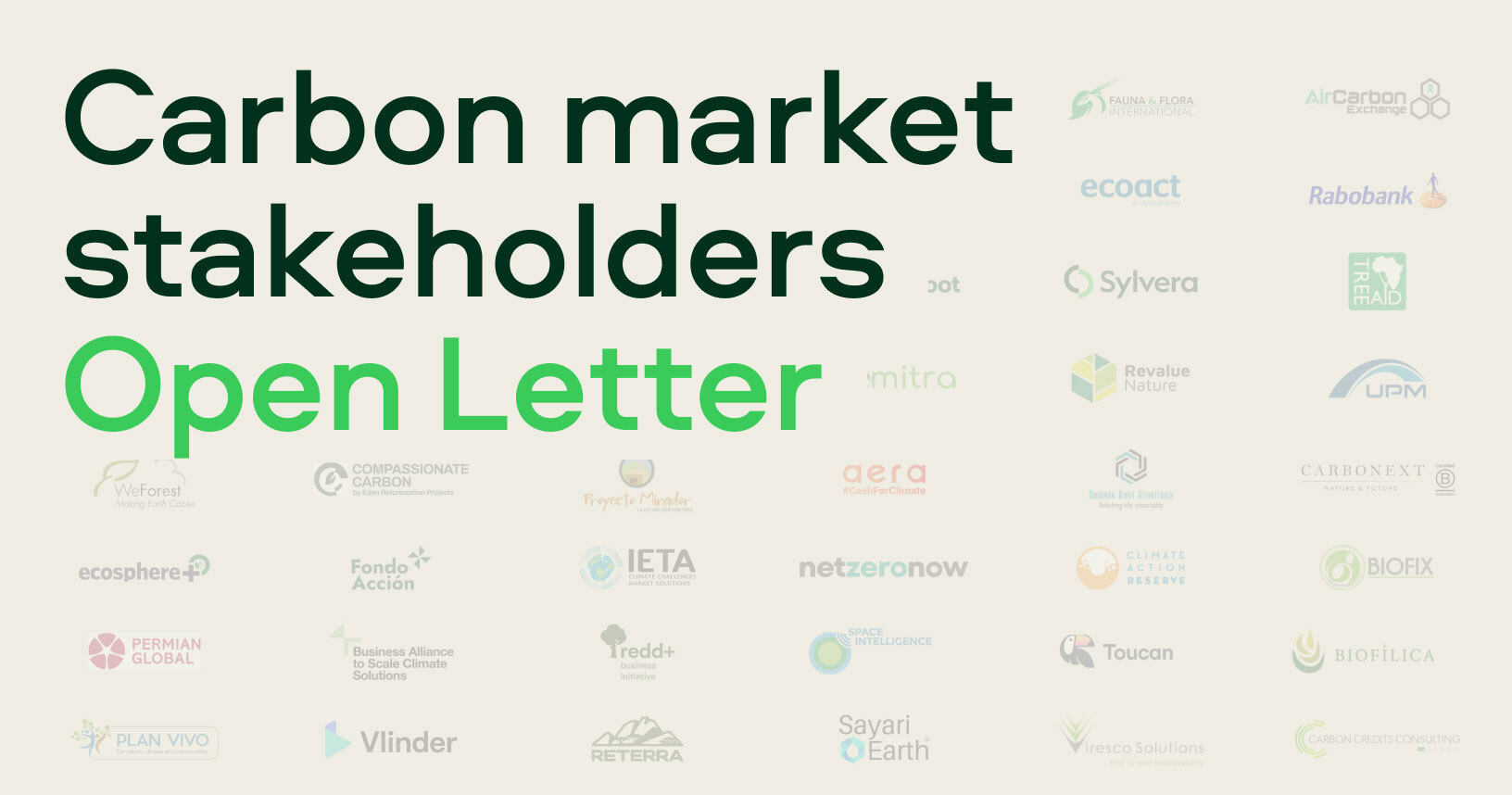 Open Letter: In Support of High-Integrity Carbon Markets